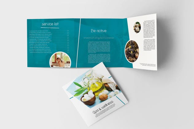 美容SPA水疗品牌宣传画册设计模板 Spa & Wellness Square Brochure插图1
