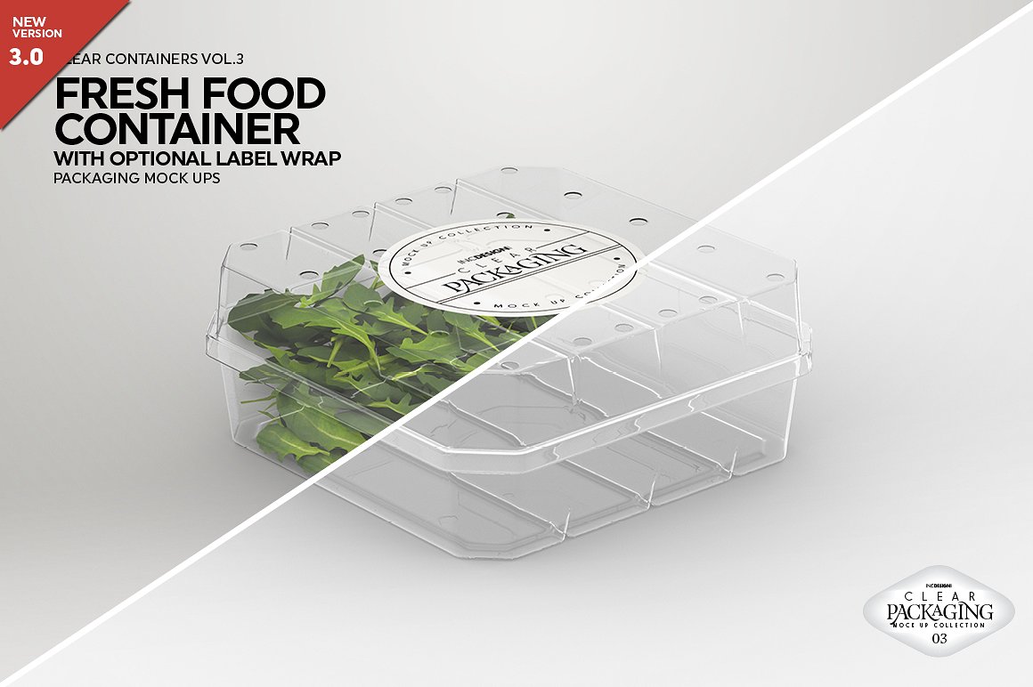 清新的新鲜食品容器样机展示模版mockups插图