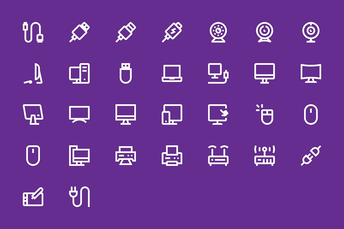 办公设备矢量线性图标素材 Devices — Workplace插图(4)
