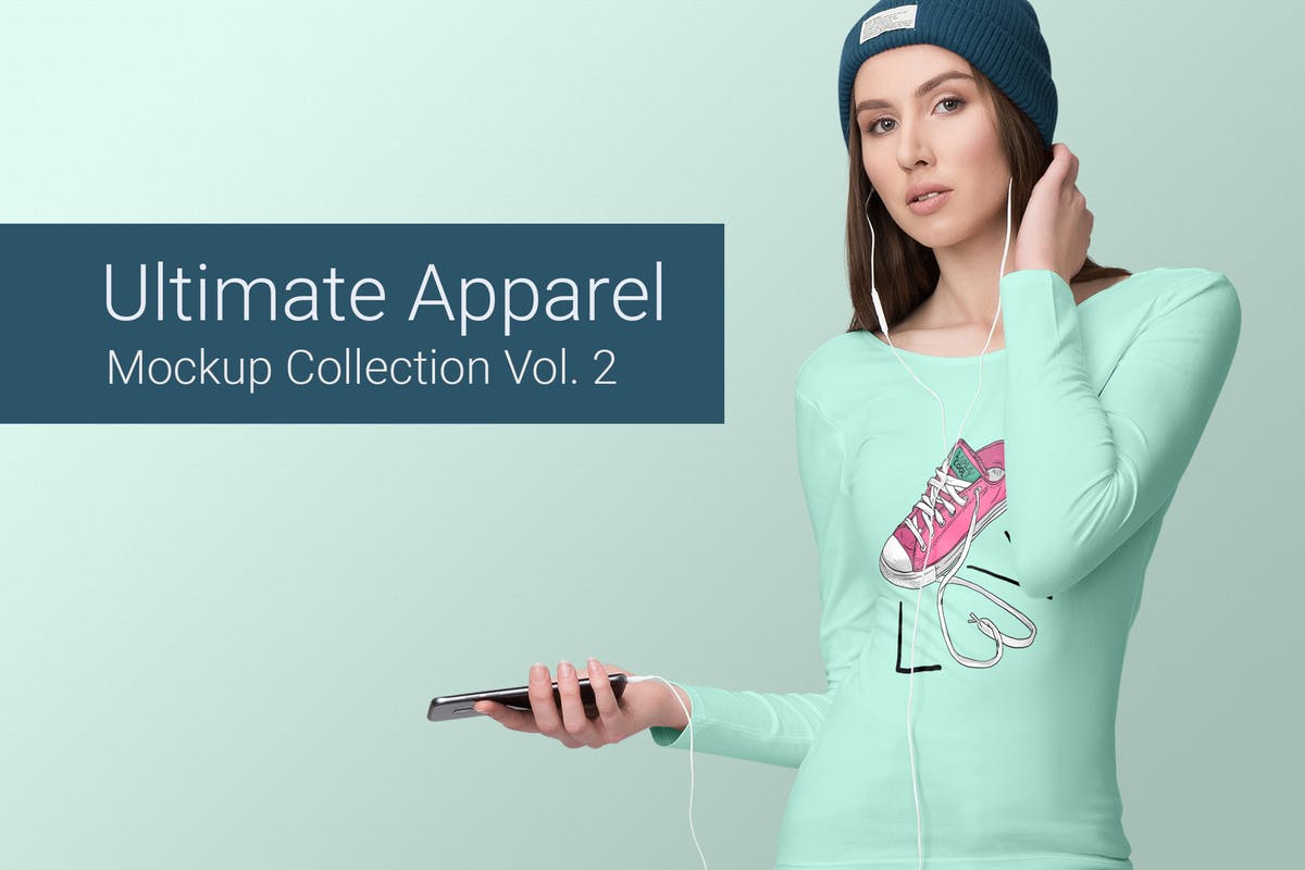 女士收腰款式长袖T恤样机v2 Ultimate Apparel Mockup Vol. 2插图