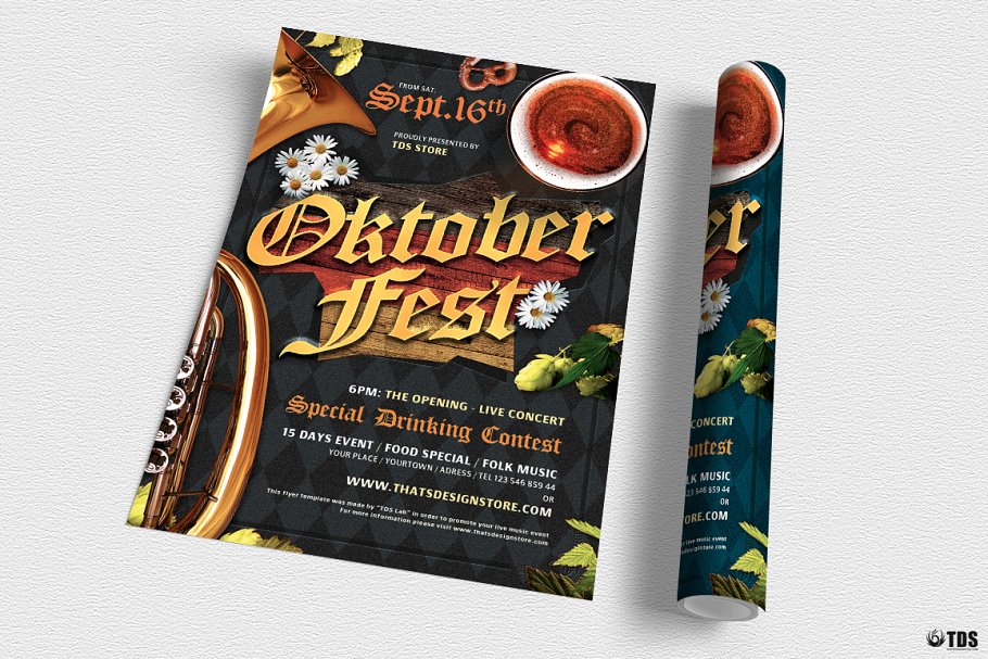 卡拉OK派对传单PSD模板v10 Oktoberfest Flyer PSD V10插图(2)