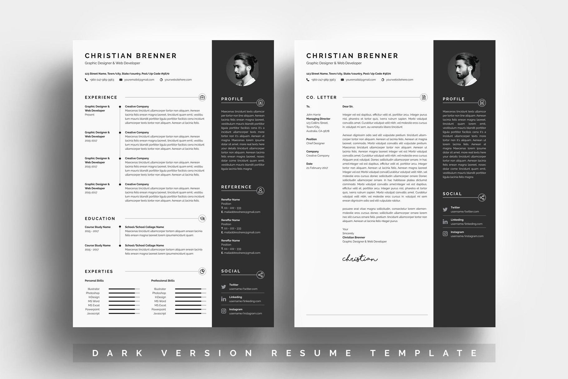 时尚专业的求职简历模板  Modern Resume & Cover插图(2)