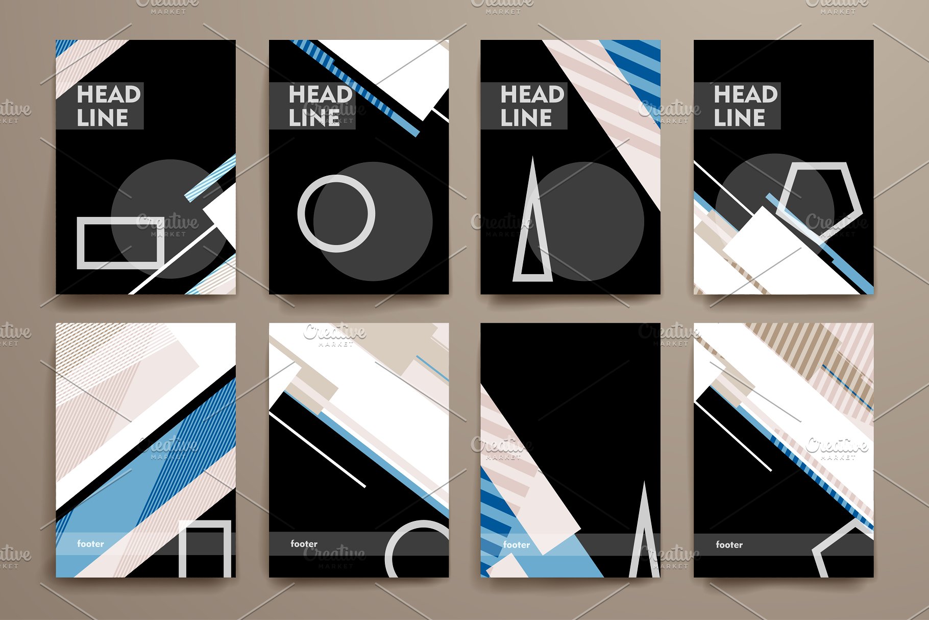 抽象图形背景小册子模板 Set of Abstract Brochures插图