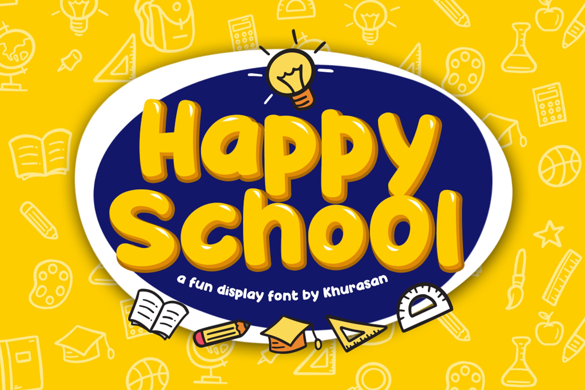 校园相关设计适用的可爱无衬线英文字体下载 Happy School Font插图