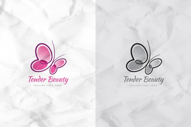 蝴蝶图形Logo设计模板 Tender Beauty Logo Template插图2