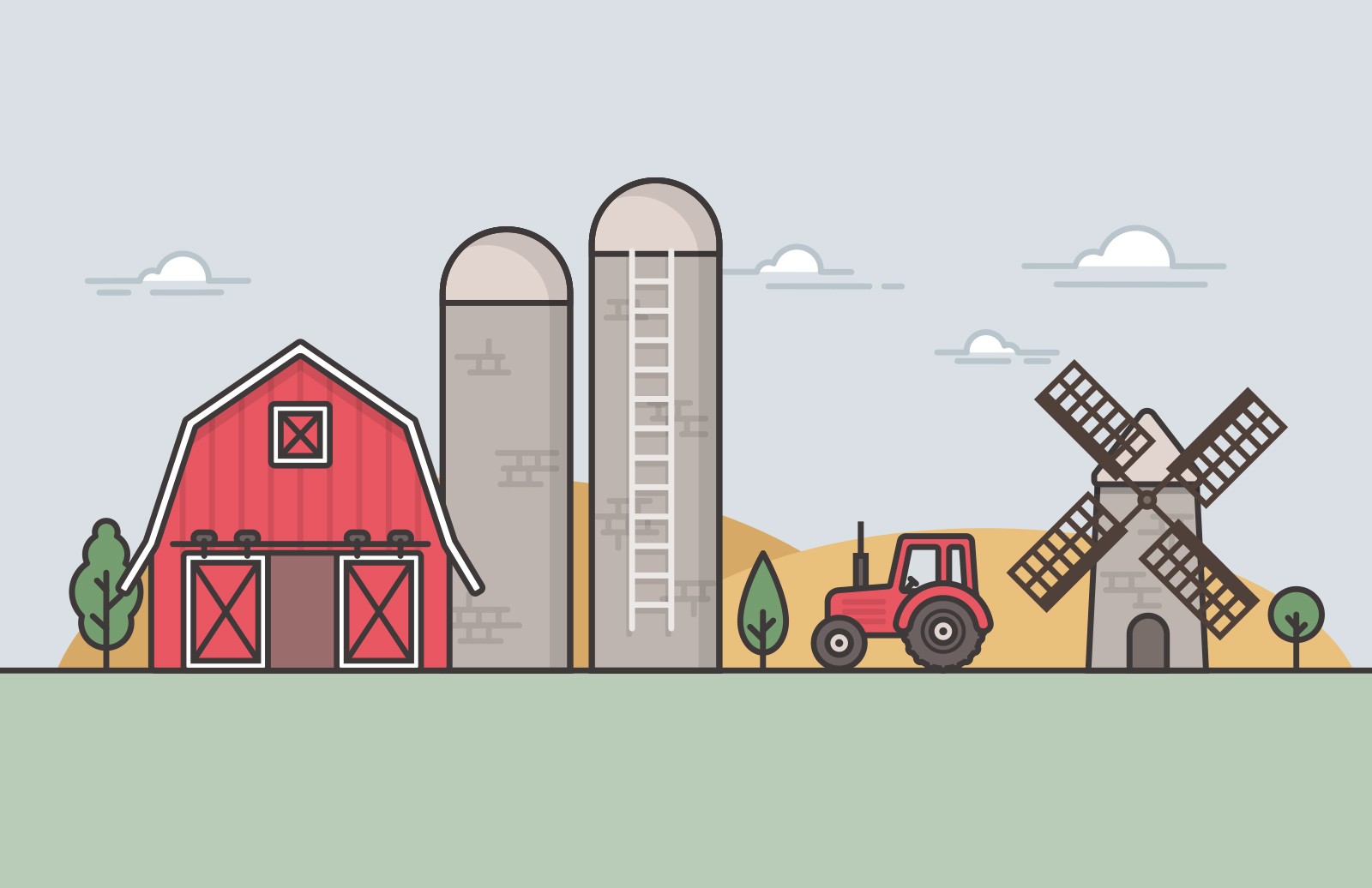 手绘农场元素矢量形状 Farm Vector Illustrations插图(1)
