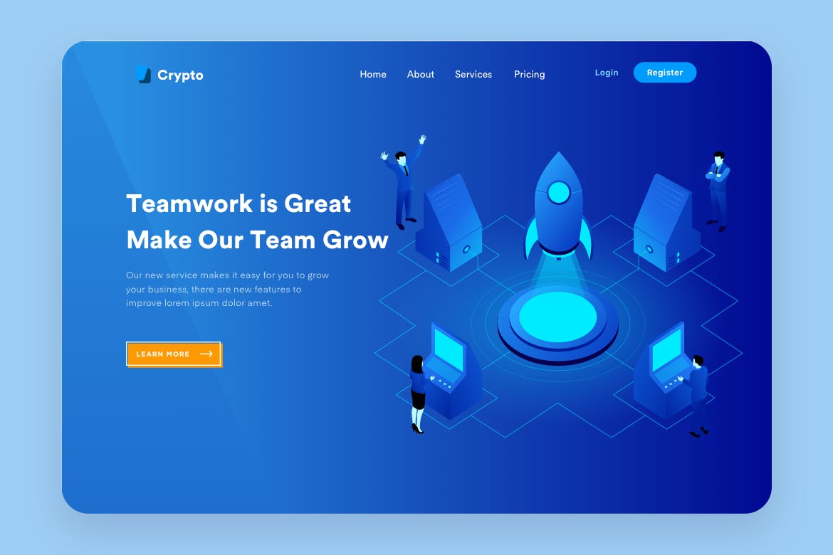 团队协作概念主题网站设计矢量插画 Start Up Teamwork Desktop Header Illustration插图1