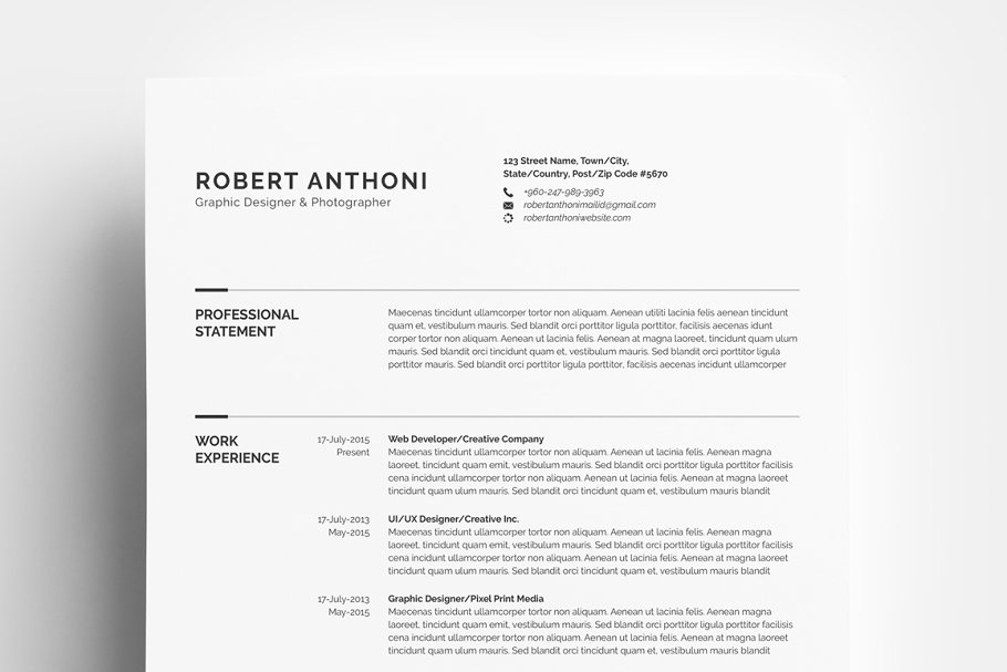 极简简历模板[AI,PSD,Word] Clean Resume/CV插图