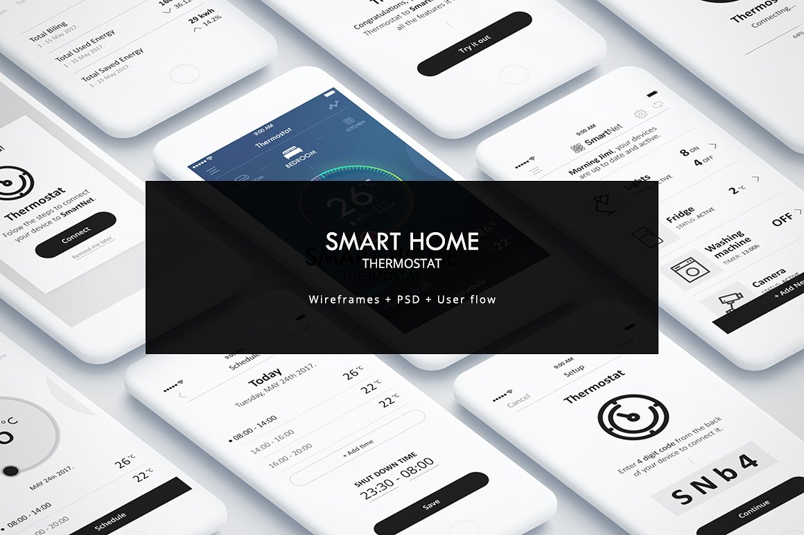 智能家居 APP UI 套件 Smart Home mobile app ui/ux插图