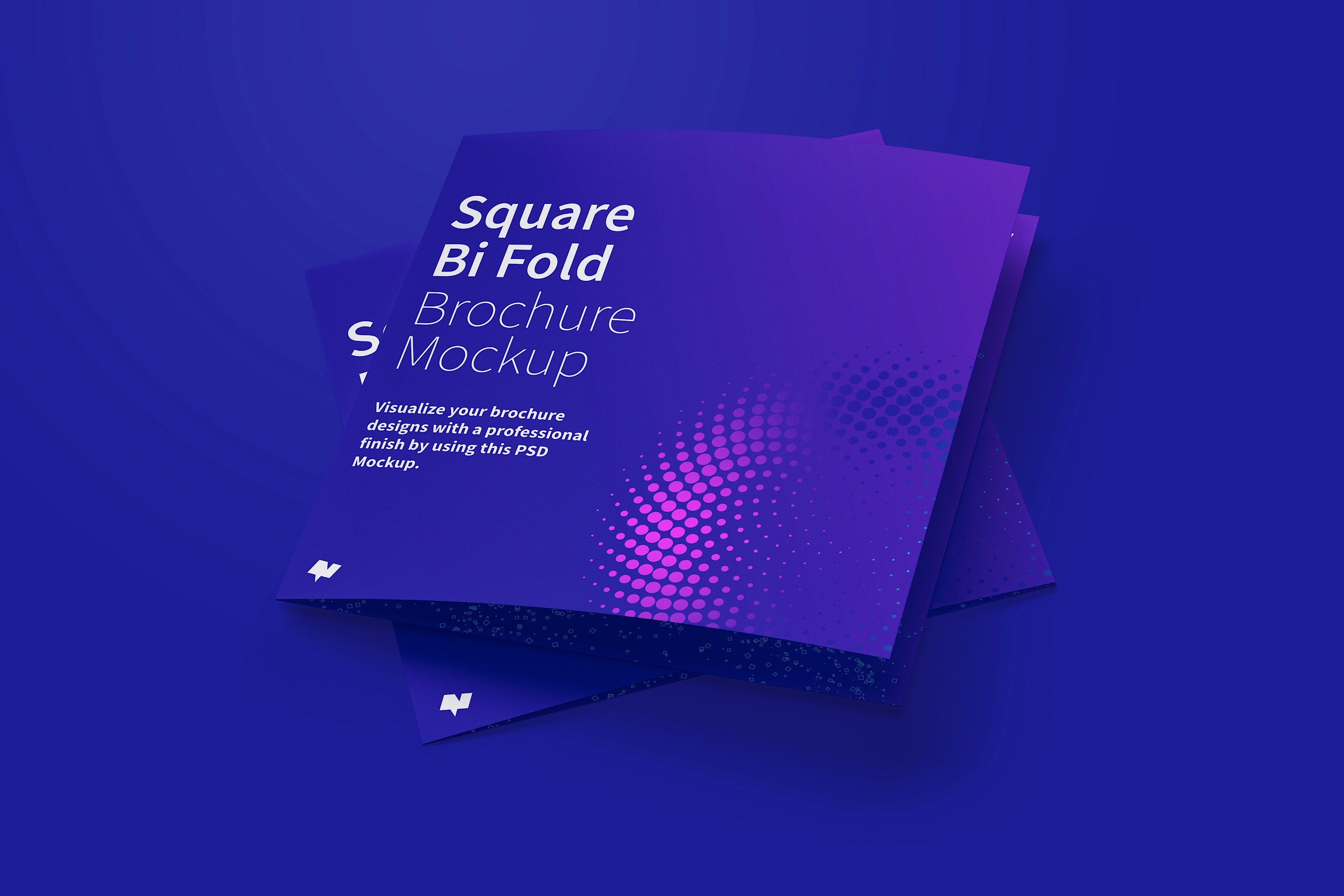 方形对折传单宣传册设计样机06 Square Bi Fold Brochure Mockup 06插图4