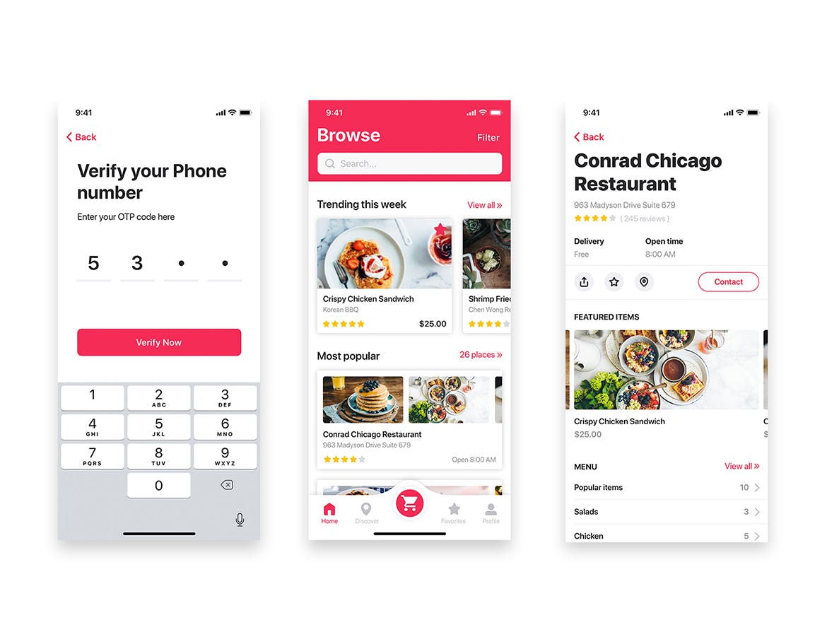 餐厅订位外卖APP应用UI设计套件SKETCH模板 Food ordering & Delivery UI Kit for SKETCH插图(6)