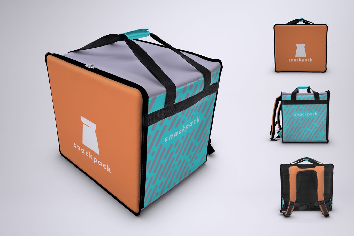 外卖送餐背包设计效果图样机 Food Delivery Backpack Mock-Up插图