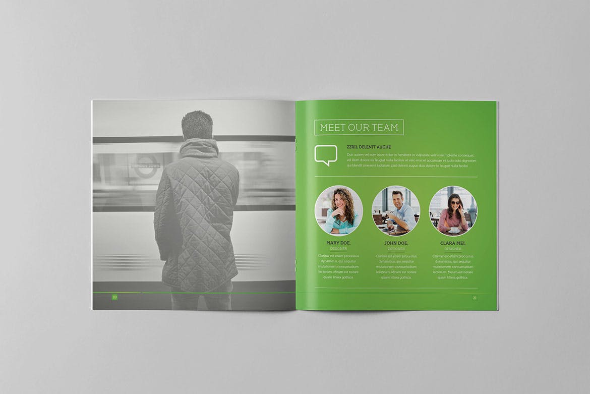 企业宣传精装画册版式设计INDD模板下载 Light Business Square Brochure插图12