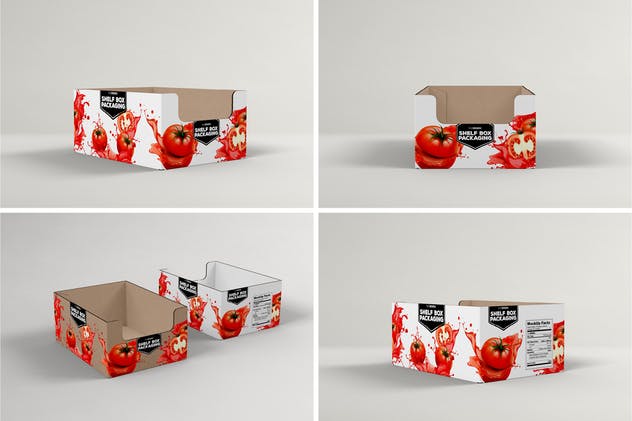 零售货架包装纸箱样机模板 Retail Shelfbox 17 Packaging Mockup插图(1)