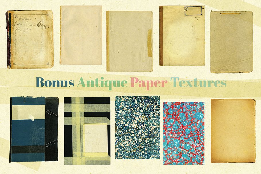 复古做旧风格纸张纹理 Paper Textures and Seamless Patterns插图(2)