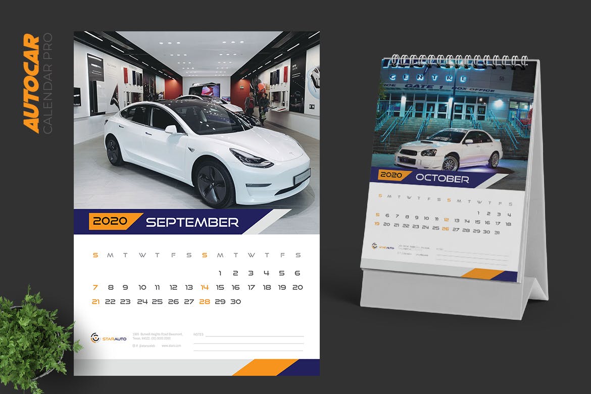 汽车经销商日历定制设计2020年活页台历设计模板 2020 Auto Car Calendar Pro插图(5)