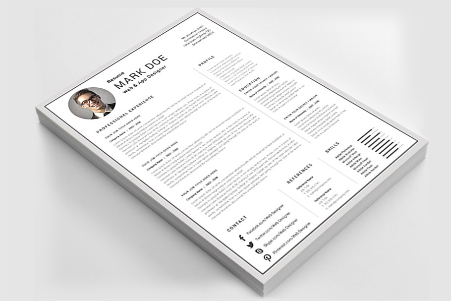 极简标准应聘简历&介绍信设计模板 Resume插图(1)