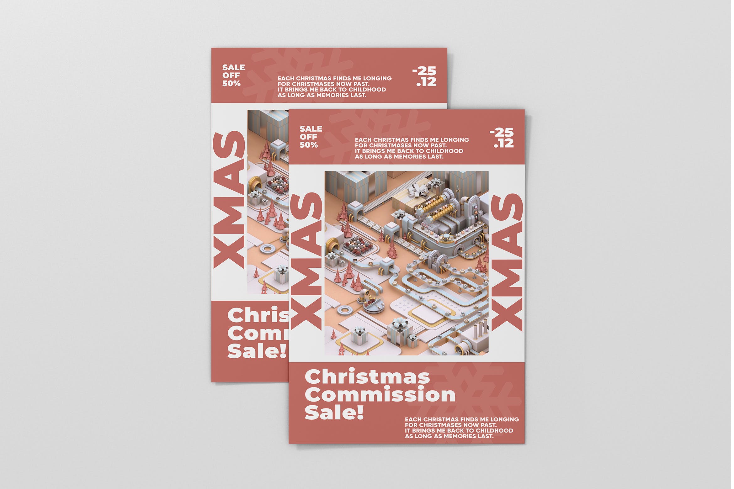 现代圣诞节大型派对3D建模场景海报设计模板 Modern Christmas Flyer插图
