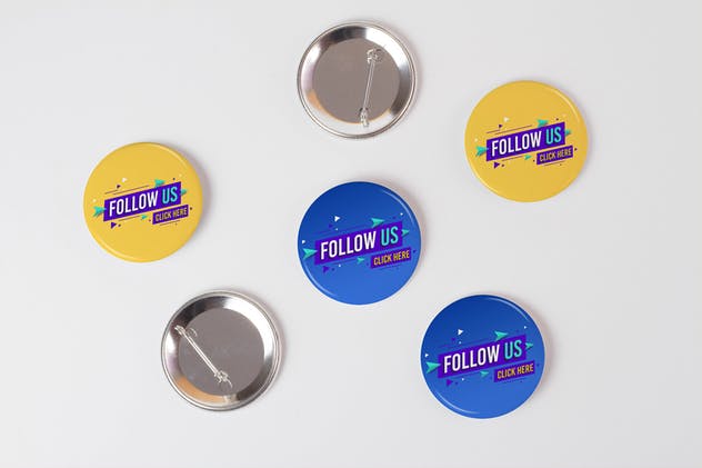 别针纽扣创意设计样机 Pin Buttons Mock Up插图(1)