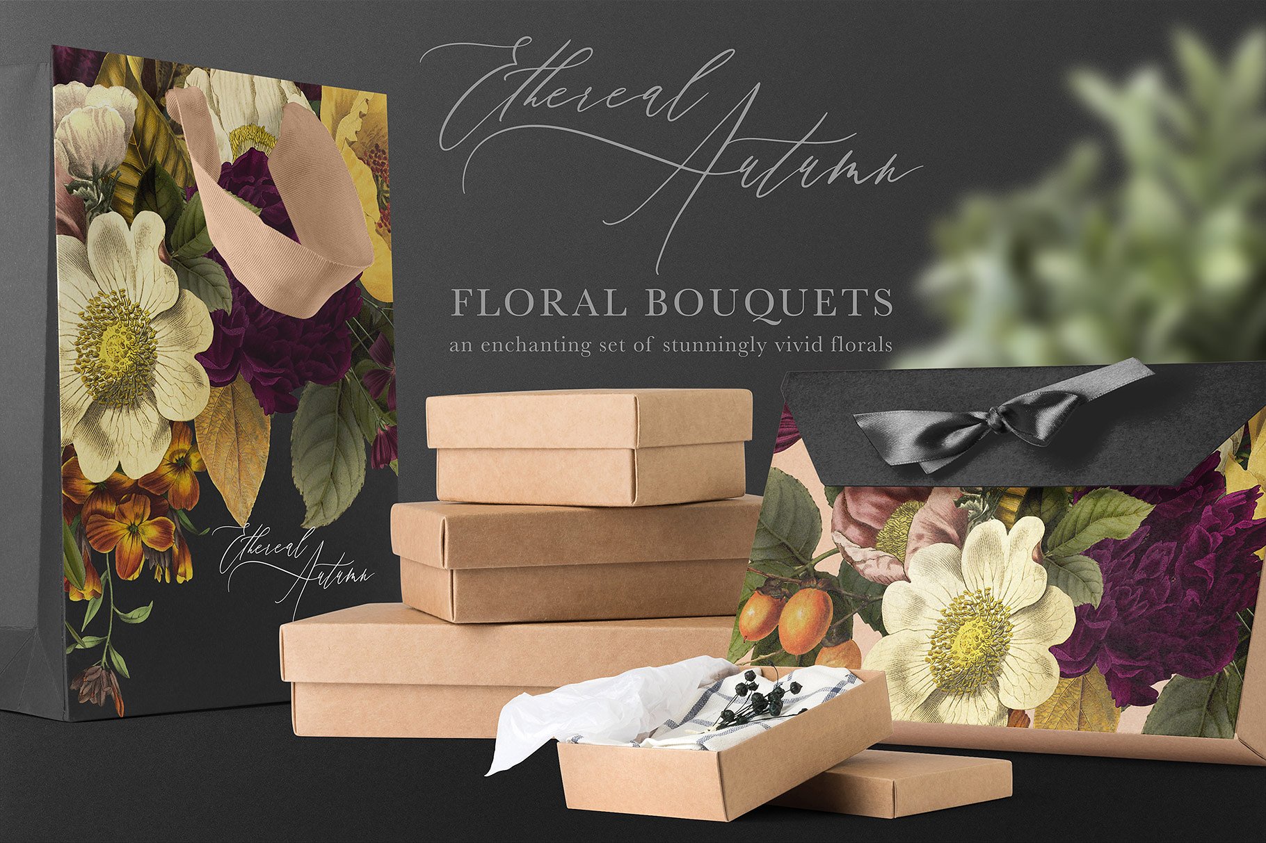 栩栩如生的秋天花束插画 Ethereal Autumn Floral Bouquets插图(8)