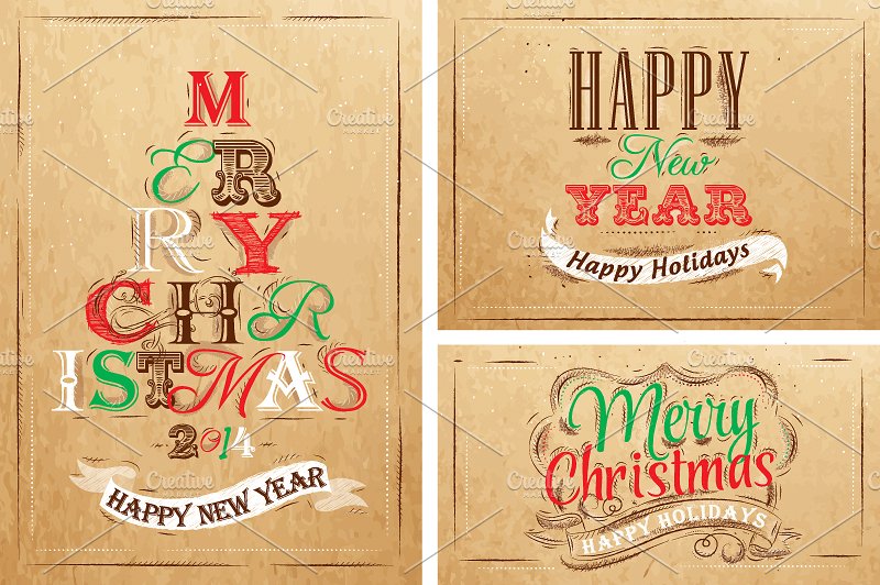 圣诞节主题手绘字体插画 Merry Christmas Lettering Collection插图
