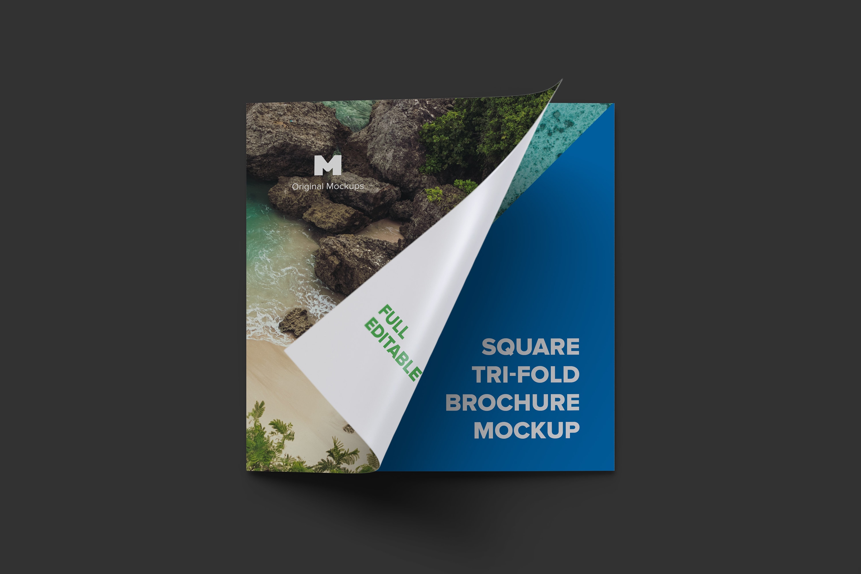 方形三折页宣传传单设计图样机03 Square Tri-Fold Brochure Mockup 03插图(1)