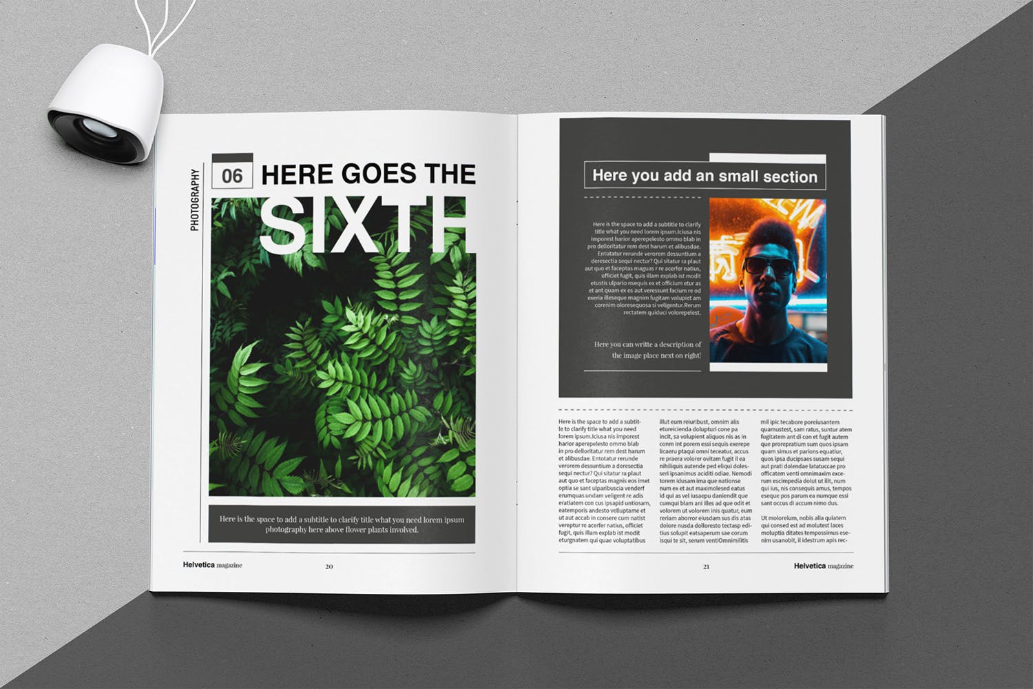 时尚行业产品评测杂志Indesign模板下载 Helvetica Magazine Indesign Template插图(10)