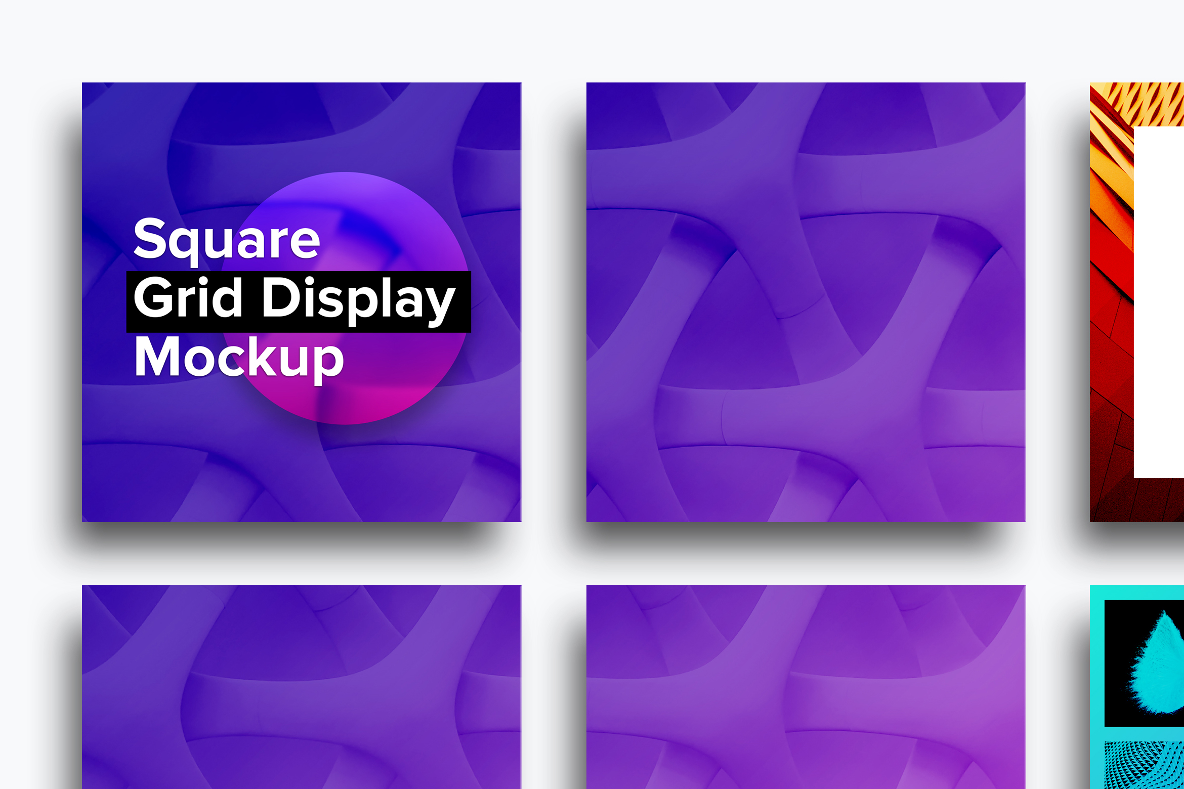 方形网格设计预览样机模板 Square Grid Display Mockup插图(1)
