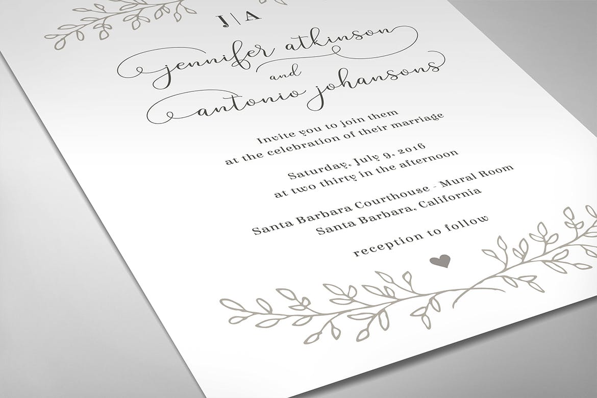 简约朴素风格婚礼邀请设计物料素材 Wedding Invitation Set插图(7)