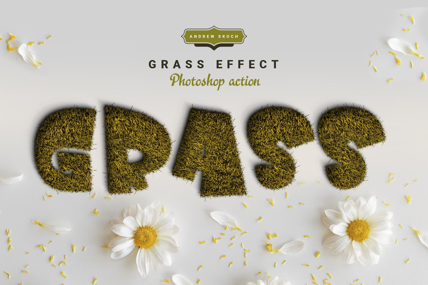 立体草地文字特效PS动作 Grass Photoshop Action插图(2)