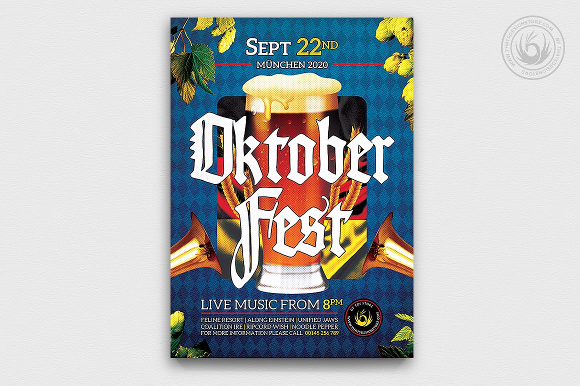 卡拉OK音乐派对传单PSD模板v13 Oktoberfest Flyer PSD V13插图