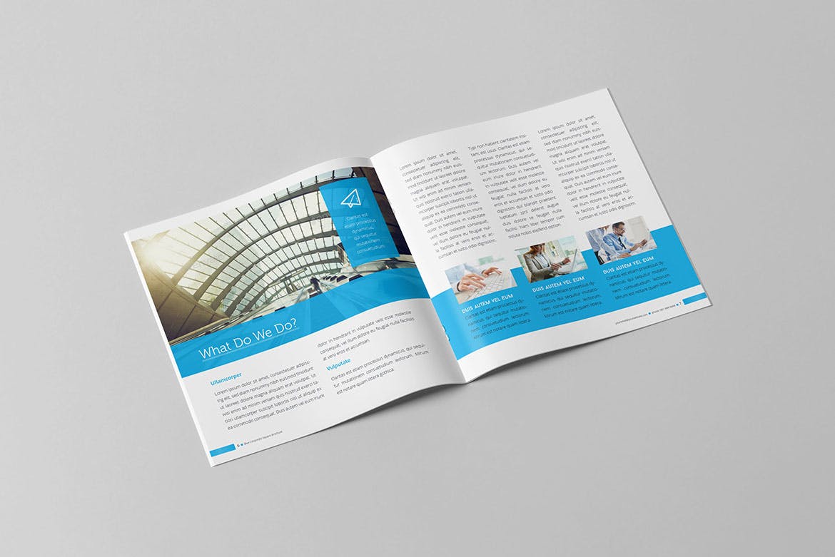 信息科技企业公司画册设计模板素材 Blue Corporate Square Brochure插图3
