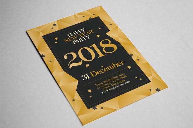 多边形几何图形新年海报设计模板 Happy New Year 2018 Party Flyer插图(2)
