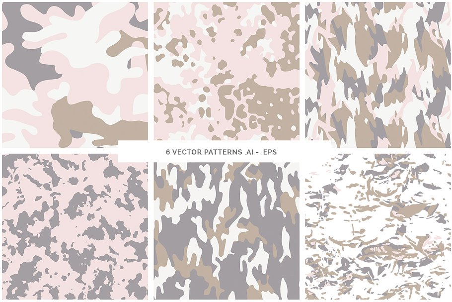 迷彩图案风格背景纹理 Camouflage Patterns + Backgrounds插图1