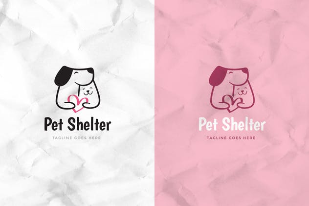 宠物收养所创意Logo设计模板 Pet Shelter Logo Template插图2