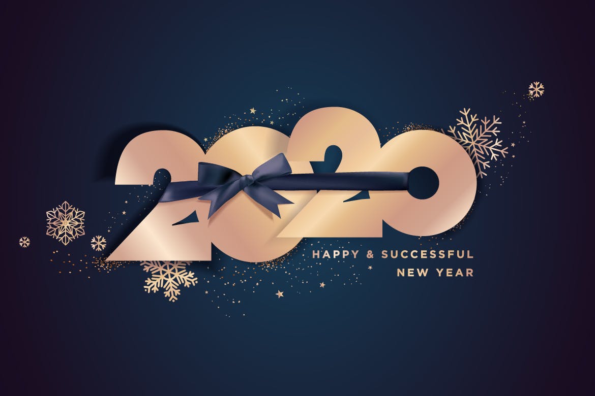 圣诞节庆祝暨迎接2020年主题矢量插画设计素材v4 Happy New Year 2020 business greeting card插图1