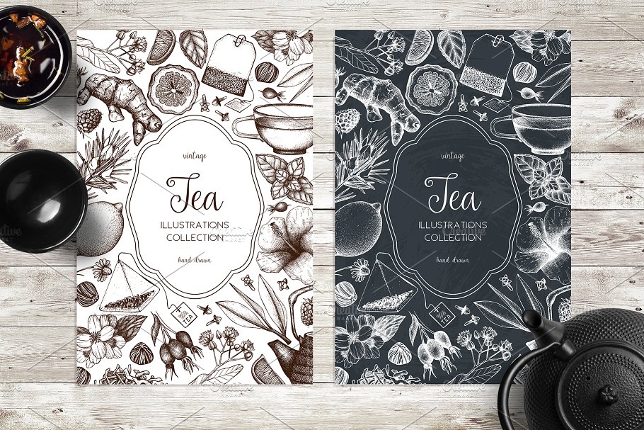 各种茶成分茶元素矢量 Vector Tea Ingredients Collection插图2