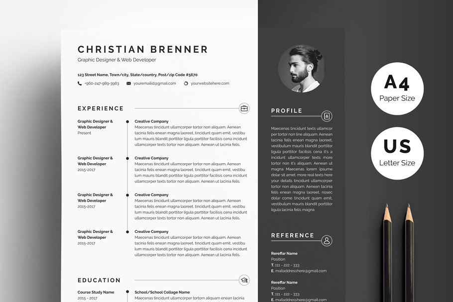 时尚专业的求职简历模板  Modern Resume & Cover插图