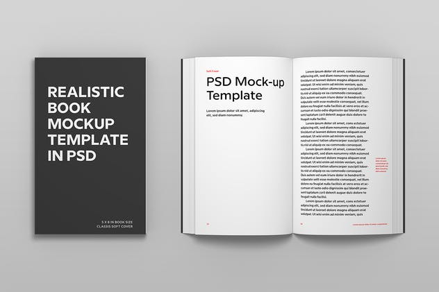 软封图书封面设计效果预览图样机 Soft Cover Book Mockup插图(8)