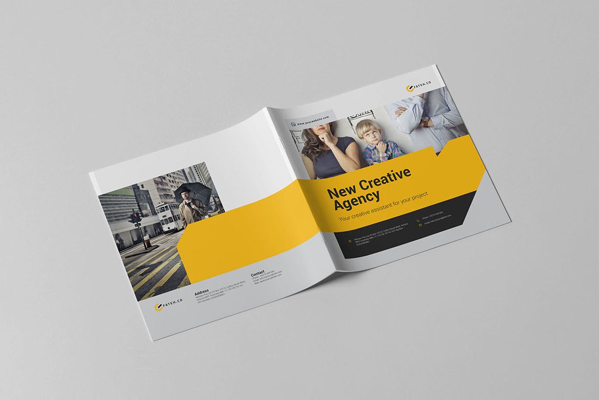 方形创意策划企业介绍宣传画册设计模板 Malibu Brochure Square插图(10)