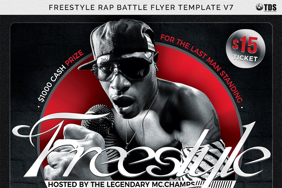 即兴说唱饶舌音乐比赛宣传传单PSD模板V7 Freestyle Rap Battle Flyer PSD V7插图(6)