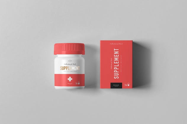 保健品药物罐子&盒子样机模板7 Supplement Jar & Box Mock-up 7插图(11)