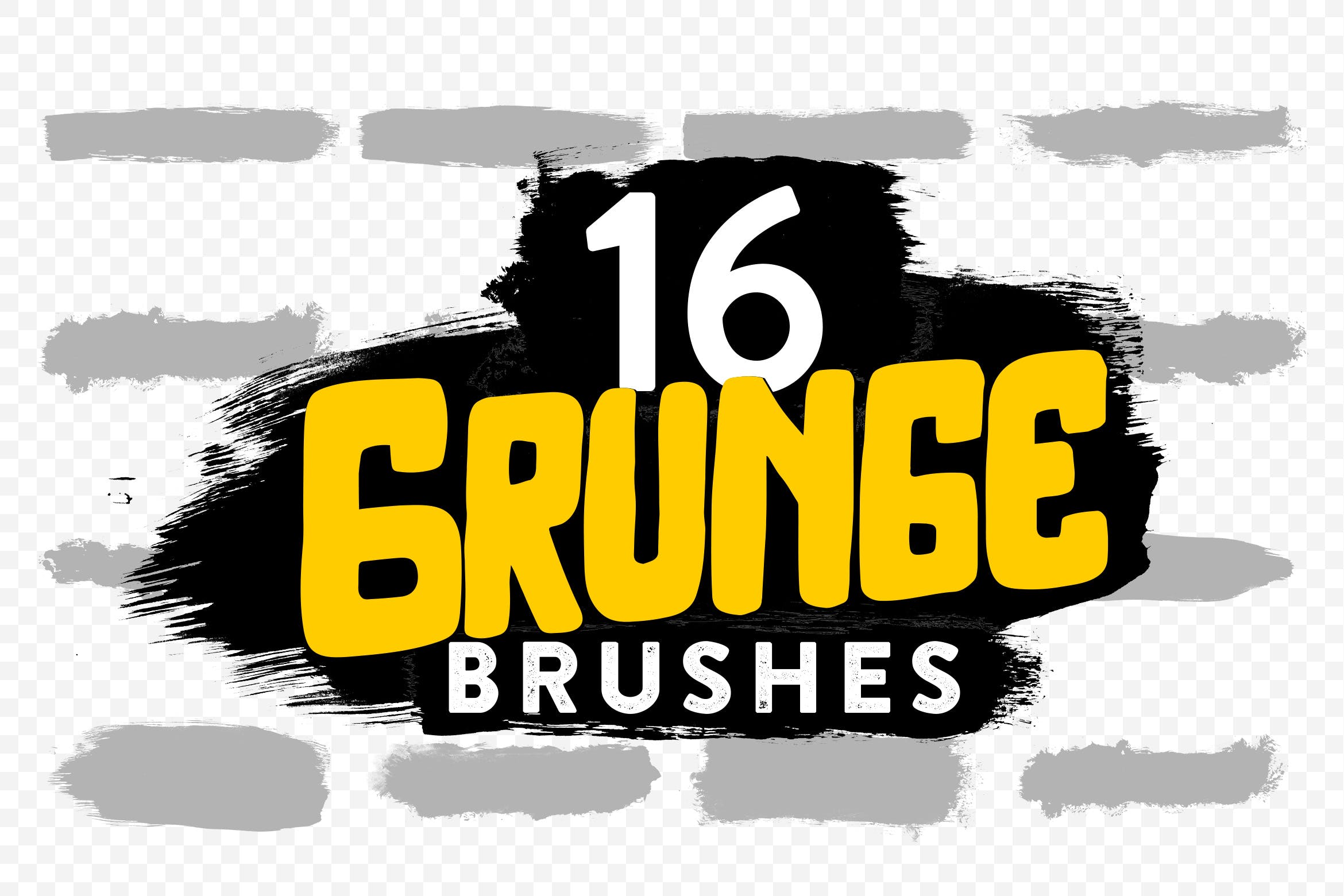 16款画笔图案PS笔刷 16 Grunge Brushes插图