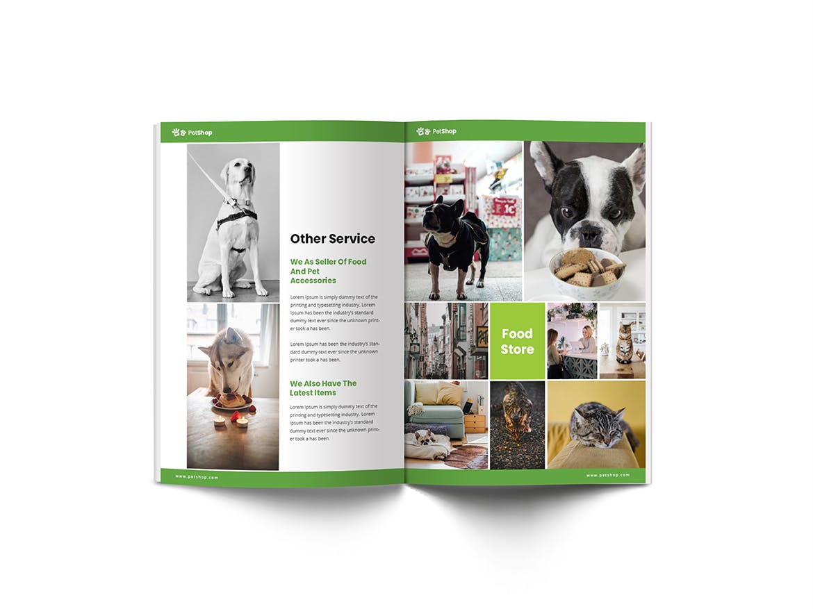 A4纸尺寸宠物医院/宠物店简介画册设计模板 Pet Shop A4 Brochure Template插图5