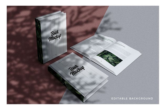 8款阴影效果精装图书封面内页设计样机模板 8 Shadow Book Mockups插图(1)