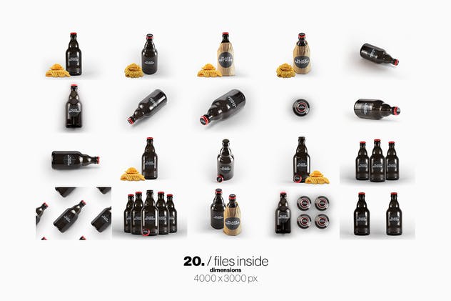 黑色啤酒瓶样机模板 Steinie Beer Black Bottle Mockup插图(10)