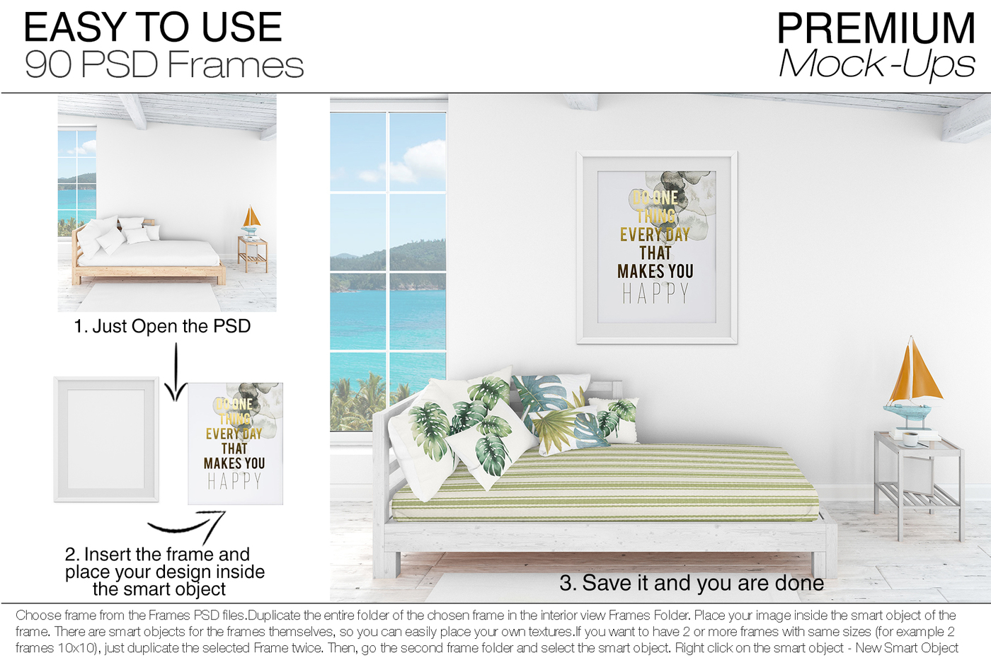 海景房枕头和框架展示样机下载 Pillows & Frames Set – Coastal Style [psd]插图(6)
