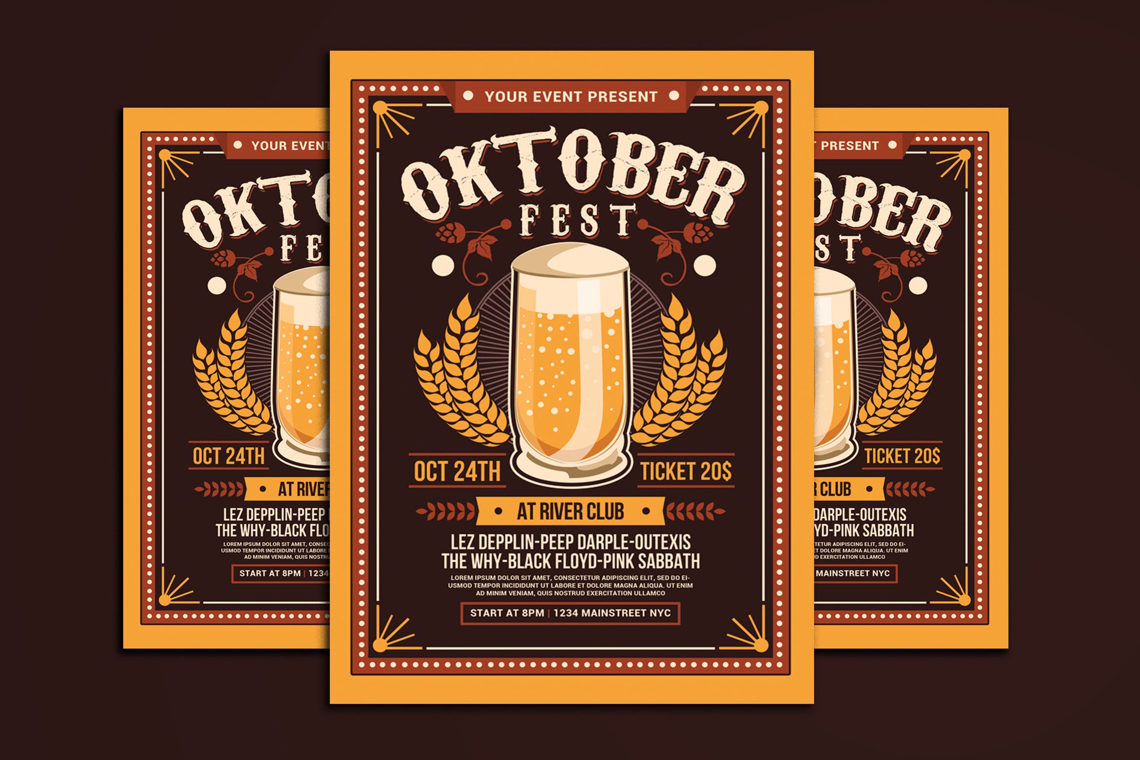 啤酒节策划方案活动海报设计模板 Oktoberfest Party插图