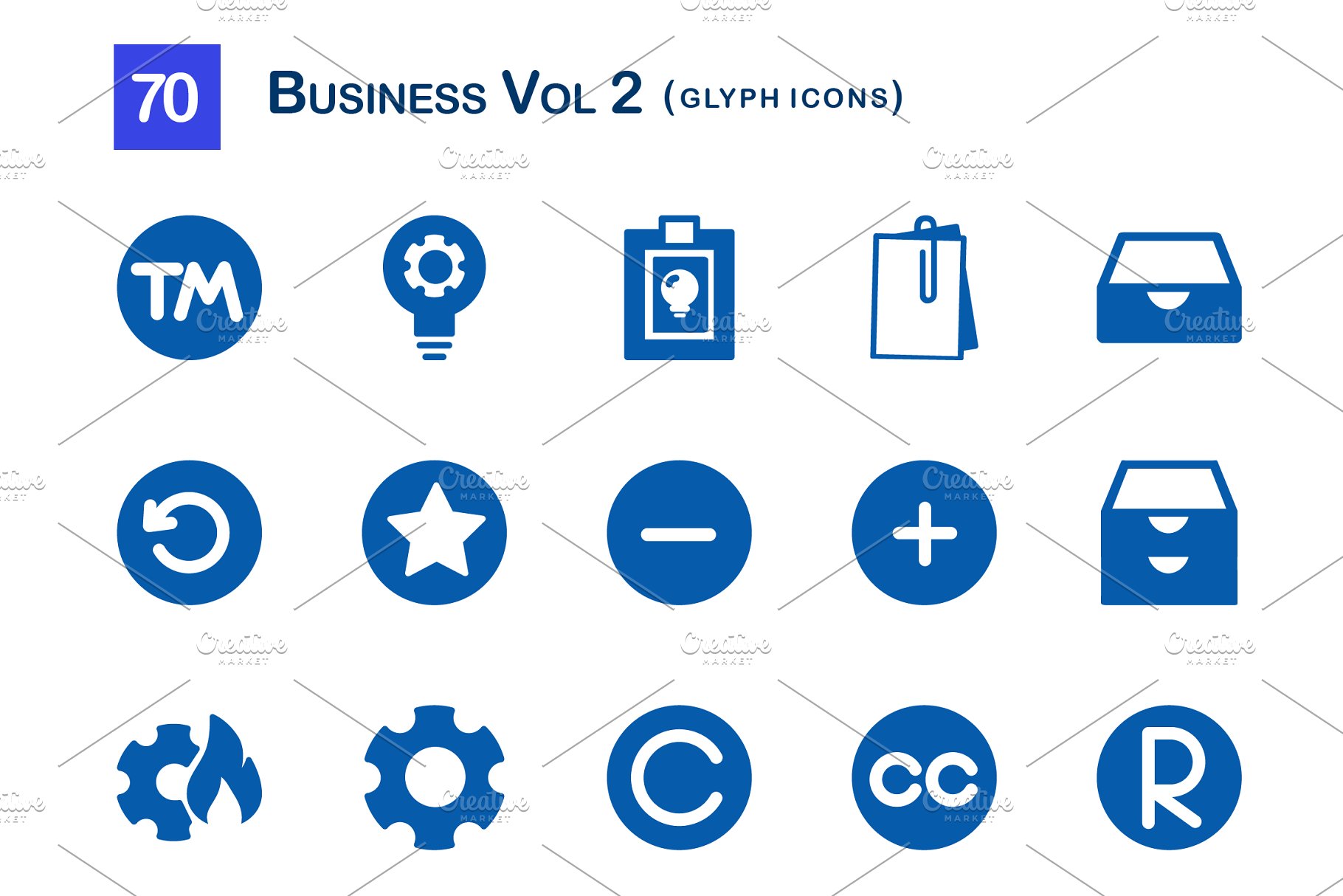 70款企业商务项目主题图标 70 Business Vol 2 Glyph Icons插图(2)