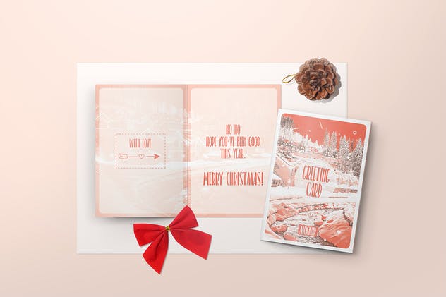 庆典节日贺卡/邀请函/明信片样机模板 Greeting Card / Invitation Mockups插图(4)